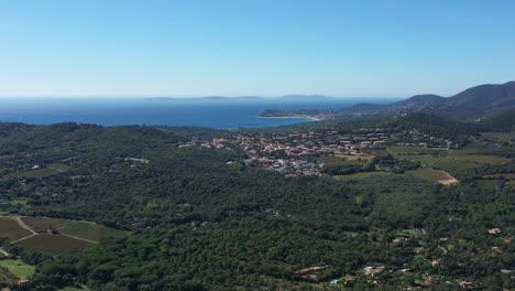 Aerial-view-from-Gassin-of-Cavalaire-sur-mer-south-of-France-sunny-day-french